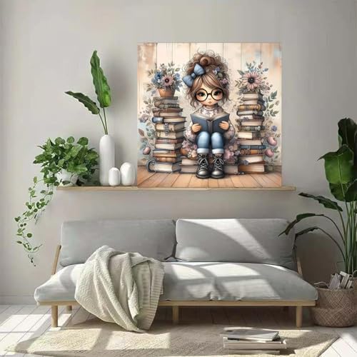 MaiMMaledy Paint by Numbers Kit for Adults Beginners with Framed Canvas Pictures Drawing Painting Acrylic Pigment with Wooden Triangle Easel 10Lx10W inch Reading Girl - Image 6