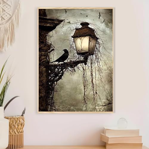 Gothic Crow Paint by Numbers Kit for Adults Framed Canvas Frameworkless - Image 4