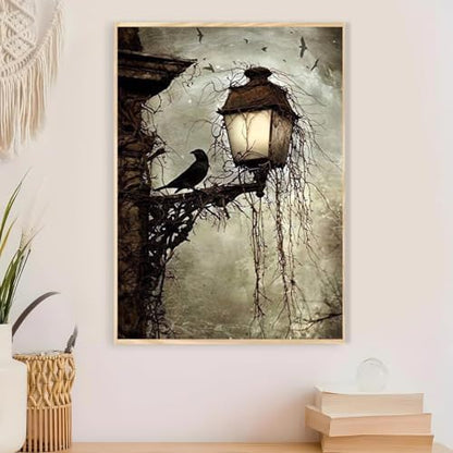 Gothic Crow Paint by Numbers Kit for Adults Framed Canvas Frameworkless - Image 4