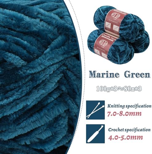 LUNARM Chenille Yarn 3 Pack 3.5oz Chunky Blanket Velvet Yarn 263 Yard - Image 3