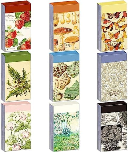 9 Sets 450 Sheets Washi Stickers for Journaling, Plants Fruit Flowers Butterfly Shell Boho Stickers Vintage Aesthetic Scrapbook Sticker for Bullet Journal Art Diary Card Craft Gifts Planner Notebook by emmoolife