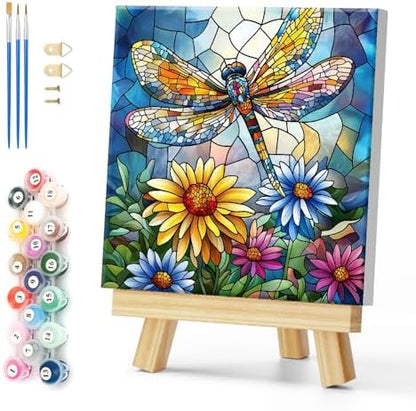 Natuyalo Dragonfly Paint by Number for Adults Beginners, Abstract DIY Paint by Numbers Kits for Adults with Frame, Animals Acrylic Painting Kit on Canvas for Wall Decor 12x12 Inch by Natuyalo