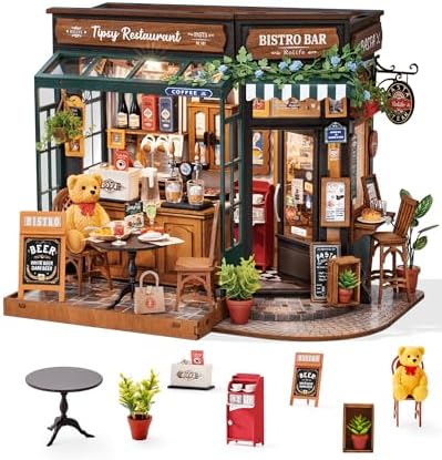 ROBOTIME DIY Tiny House Kit, Miniature House Kit for Adults to Build, Mini House Kit with Furniture, Halloween/Christmas/Birthday Gifts for Men/Women（Tipsy Restaurant） by ROBOTIMEBuildingThingstoLife