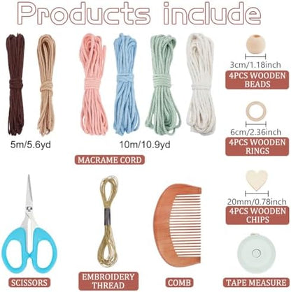 FREEBLOSS 4 Set Beginners Macrame Kit DIY Macrame Angel Kit DIY Macrame Kit for Beginners with Instructions Boho Angel Decor Adults Craft Kit for Adults Christmas Gift - Image 2
