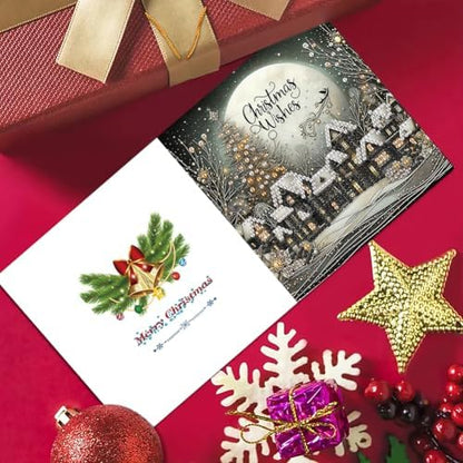 jinglinhh 6pcs Diamond Art Painting Christmas Village Snowy Moon Night Greeting Cards with Envelopes, DIY Card Making Kits for Adults, Diamond Art Postcards Christmas Cards Craft Gifts - Image 5