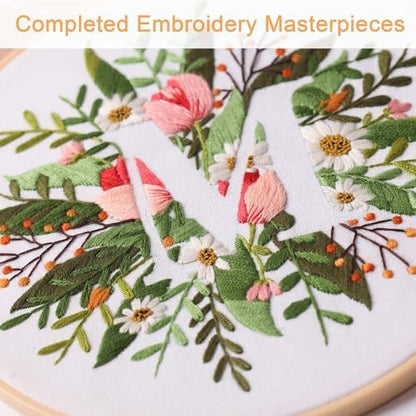 Harimau Letter M Pattern Embroidery Kit for Adult Beginners, Complete Starter Pack with 1 Hoop, Needles, Instruction Guide & Embroidery Stitch Video Tutorials - Image 6
