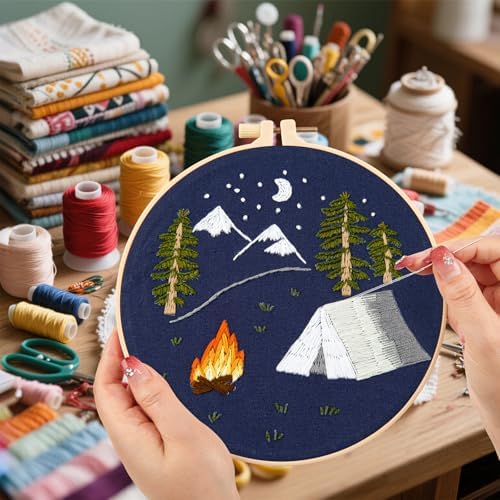 Crafmanoe Christmas Embroidery Kits for Beginners Adults, Hand Embroidery Starter Kits, Christmas Cross Stitch Kits for Beginners Craft Kits for Adults Women, Embroidery Hoops, Thread & Video Tutorial - Image 7