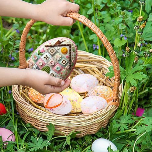 Felt Easter Egg House DIY Kit - All-Inclusive Craft Set with Hand-Embroidered Materials, Bunny & Chick Patterns for Easter Decorations, Home Hanging Ornaments for Adults & Beginners (E/1PC) - Image 2