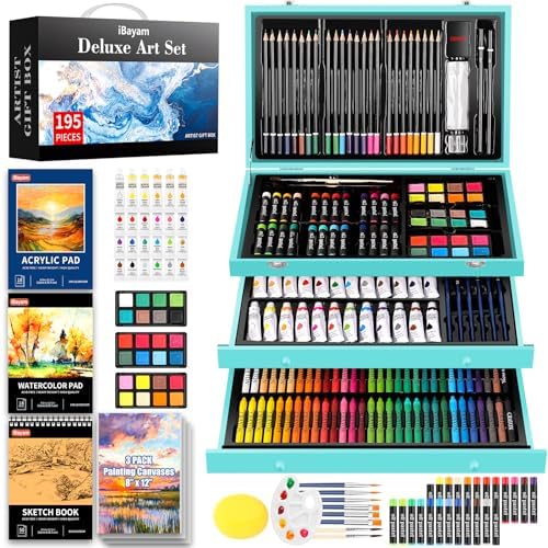 iBayam 195-Pack Deluxe Art Kit – Painting & Drawing Set for Adults by iBayamDirect