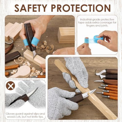 28 Pcs Professional Whittling Chisel Kit, Woodworking Hobby Kit, Ergonomic Carving Starter Set Portable Wood Carving Kit with PU Bag Present for Beginner Adult Kid DIY Fun - Image 7