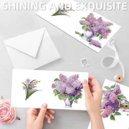 C'eitura Diamond Art Painting Greeting Cards 12 Pack DIY 5D Lilac Daisy Floral Rhinestone Mosaic Folded Cards, Handmade Craft Gift Adults Women Birthday Mothers Day - Image 6
