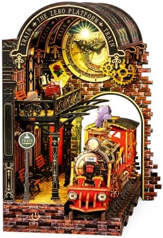 CUTEROOM Book Nook Kit for Adults, 3D Wooden Puzzle DIY Miniature Dollhouse Booknook Kit with LED Light, Tiny House Building Kit for Bookshelf Insert Decor -Zero Platform for Christmas Birthday Gift - Image 3