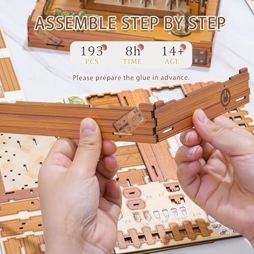 DIY Miniature House Kit (Vintage Coffee Shop) Tiny Dollhouse Kits for Adults to Build, Mini Model Kits with LED&Music Box, Wooden Adults Crafts Puzzles, Birthday Gifts for Family Friends - Image 5