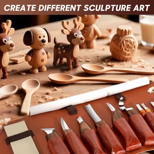 17Pcs DIY Wood Carving Tools, 6 Whittling Knives, 5 Detail Carving Knives - Image 6