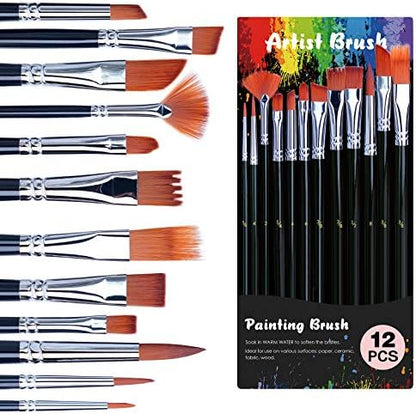 Acrylic Paint Set with 12 Art Brushes, 36 Colors (2 oz/Bottle) Acrylic Paint for Painting Canvas, Wood, Ceramic and Fabric, Paint Set for Beginners, Students and Professional Artist, Rich Pigments - Image 4