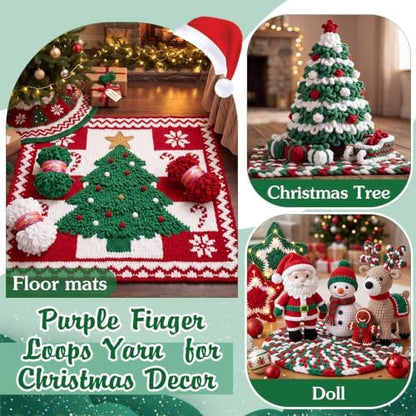 Threlaco 6 Skein Christmas Loop Yarn for Finger Knitting, Red, Green, White - Image 5