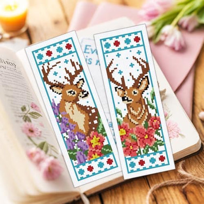 ORIGACH 6 Set Deer & Flower Cross Stitch Bookmark Kit for Beginner - Image 6