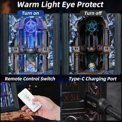 MiniCity Circle of Magic Book Nook Kit, DIY 3D Bookshelf Insert with LED - Image 4
