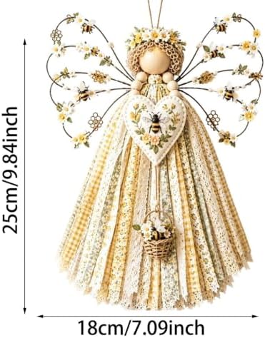 Angel Fabric Hanging DIY Kit, Macrame Wall Weaving Craft, Yellow - Image 2