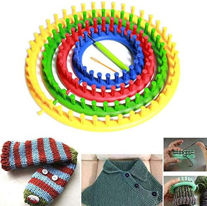 Kakalote Round Knitting Looms Set, Craft Kit Tool with Hook Needle and Crochet, Round Plastic Knit Quick Loom Set, for Loom Knitting Hats, Scarves Shawl Sock Blankets & More(Yellow-29cm) - Image 7