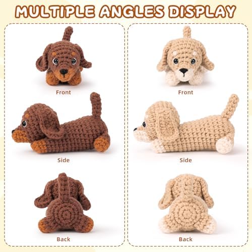 Crochet Kit for Beginners Adults, 4 PCS Dachshund Puppy Crochet Kits - Image 4