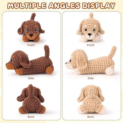 Crochet Kit for Beginners Adults, 4 PCS Dachshund Puppy Crochet Kits - Image 4