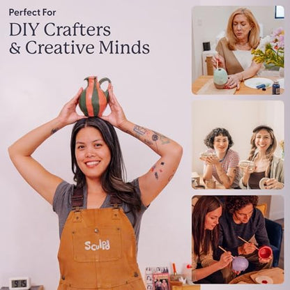 Sculpd Pottery Kit for Adults, Air Dry Clay with Tools, Pastel Tones - Image 4