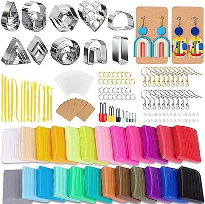 Clay Earring Making kit,32 Cutters,24 Clay,30 Hooks&Rings,Gift Box for Teen by Snoghmil