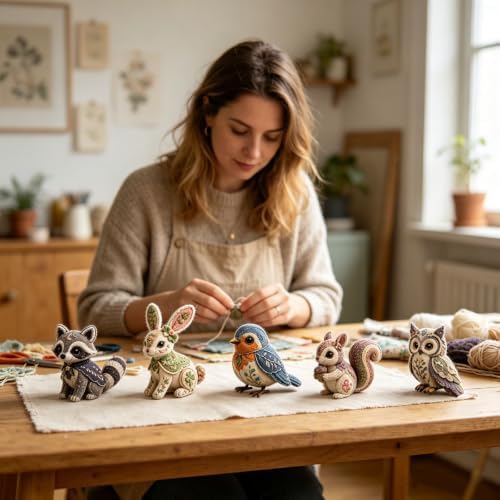 Forest DIY Patchwork Kit, DIY Fabric Animal Craft Kit, Forest Guardians Sewing Kit with Fabric & Accessories, Doll Making Set, Handmade Decor Ornament Gift for Craft Lovers (Squirrel) - Image 5