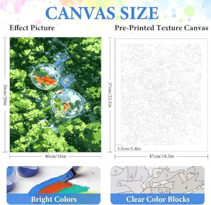 ZRIZQ Paint by Numbers Kit for Adults Beginner,Forest Goldfish,16x20 - Image 2