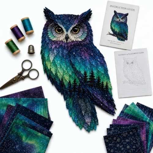 Northern Lights Wildlife DIY Patchwork Kit, Creative Fabric Craft Sewing Kit for Adults, Handmade Home Decor Project, Relaxing DIY Art Activity, Unique Gift for Craft Lovers by Unknown