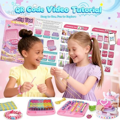 6-in-1 Friendship Bracelet Making Kit,Weaving Loom Kit Toys, 500+ Pcs Craft Kits For Kids,A multi-functional Weaving loom that can be used to make Bracelet, potholder, pendants, bags, hats and scarves - Image 4
