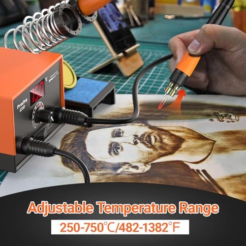 Preciva 935D Dual Pen Wood Burning Kit with Digital Display Wood Burning Tool with 2 Detachable Pens, 20 Wood Burner Tips, Dual-Barrel Holder. Suitable for Pyrography, Leather Burning Kit - Image 2