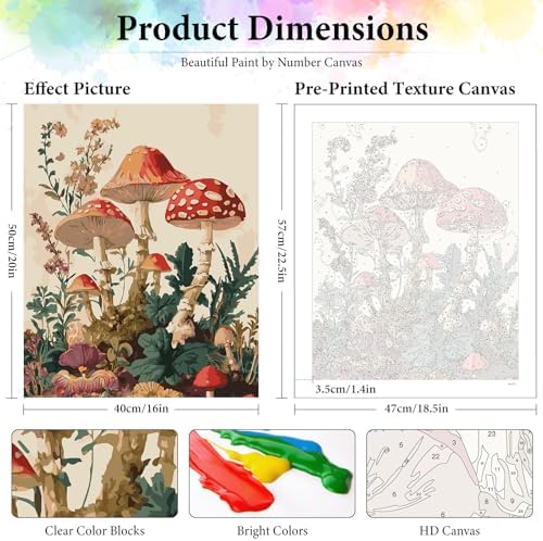 Dawnsphere Mushroom Paint by Numbers Kit for Adults Without Frame 16x20 in - Image 3