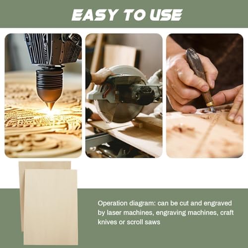 4 Pack Plywood Sheets, 11.8" x 17.1"x 0.15" Basswood Sheets - Image 3