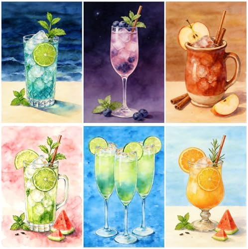DOTSOPS 5D 6 Pcs Juice Diamond Painting Kits for Adults Diamond Art Kits by DOTSOPS