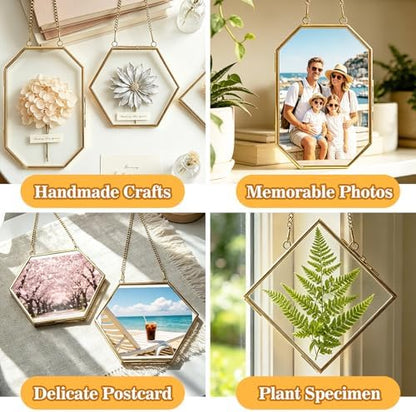 Apipi Hanging Glass Frames for Pressed Flowers Crafts with Sturdy Chain - Image 5
