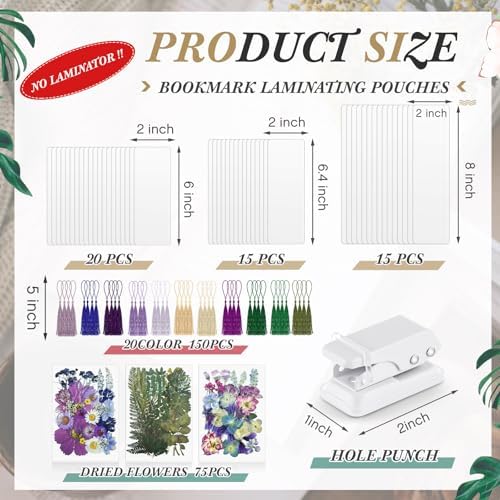 Fuyoooo 176 Pcs Pressed Flower Bookmark Kit,Purple,3 Size - Image 2