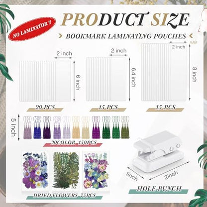 Fuyoooo 176 Pcs Pressed Flower Bookmark Kit,Purple,3 Size - Image 2