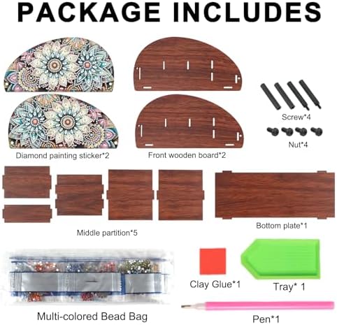 MVVMTOP Diamond Painting Kits Organizer Box, Diamond Art DIY Flowers Special Shape Diamond Partial Mosaic Handmade Making Kit Organizer Box, Home Dining Living Room Tabletop Art Decoration - Image 3