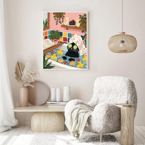 Ycydilirab Black Cat Paint by Numbers Kit for Adults - Black Cat Store Adult Paint by Number,Paint by Number for Adults Wall Art Decor 16×20 Inch - Image 3