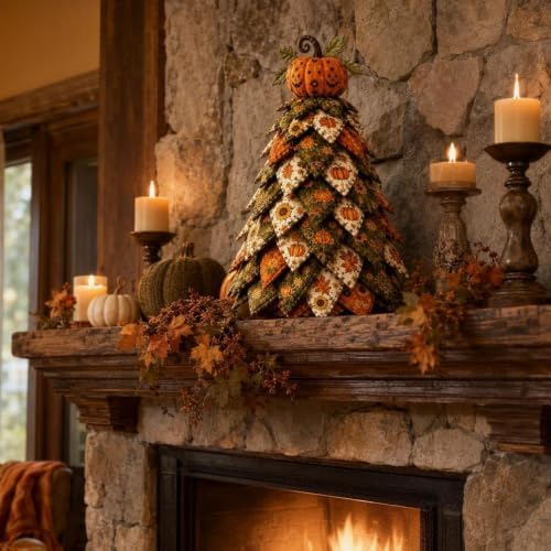 Quilted Christmas Tree Kit – Pre-Cut Fabric & Foam Cone DIY Tabletop Decoration with Tree Topper, No-Sew Holiday Craft Kit for Adults & Kids, Christmas Tree Decorations for Home, Party & Gifts (set1) - Image 5