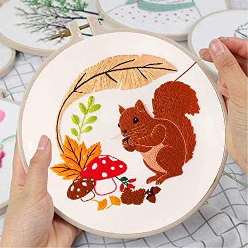 Louise Maelys Autumn Squirrel Embroidery Kit, Animal Craft for Beginners - Image 3