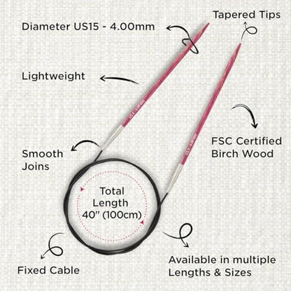 KnitPro Dreamz Fixed Circular Needles 40" (100cm) | US Size 6 (4mm) - Image 3