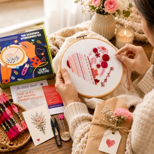 KNOT YOUR TYPE Beginner's Friendly Embroidery Learning DIY Kit - Love| Beginner Friendly Kits with All Stitching Materials | Hand Embroidery Kit for Adults | Perfect for Gifting DIY Kit - Image 6