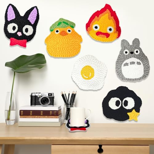 PUNICA Punch Needle Kit for Beginners, Kids & Adults Coaster Set of 6, Easy DIY Embroidery Set Starter Craft Gift with Cute Cartoon Decoration - Image 5