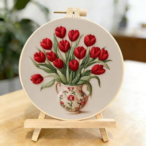 LYMIGER 3 Packs Embroidery Kit for Adults, Embroidery for Beginners (Vase) - Image 4