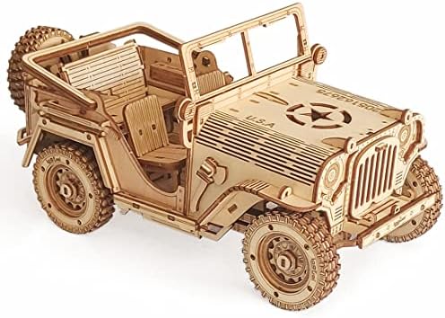 3D Wooden Off-Road Vehicle Puzzle, Wood Crafts DIY Assembly Mechanical SUV Model Kits, Wooden STEM Brain Teaser Puzzle, Christmas Birthday Gifts 3D Puzzle for Adults & Teens by i-CHONY