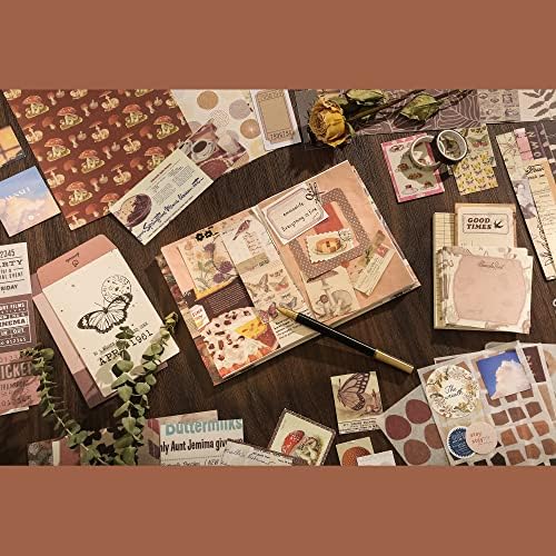 emmoolife 348 Pcs Scrapbooking Supplies Kit, Vintage Aesthetic Scrapbook Kit for Bullet Junk Journal, Stationery, A6 Grid Notebook, DIY Journaling Supplies, Birthday Craft Gift for Teen Girl Women - Image 2