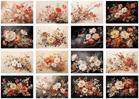 Decoupage Paper Pack (35 Sheets 6"x8") Antique Florals: Vintage-Inspired Floral Arrangements in Sepia, Ivory and Deep Red, Featuring Delicate Branches, Soft Shadows and Elegant Petal Textures FLONZ - Image 2